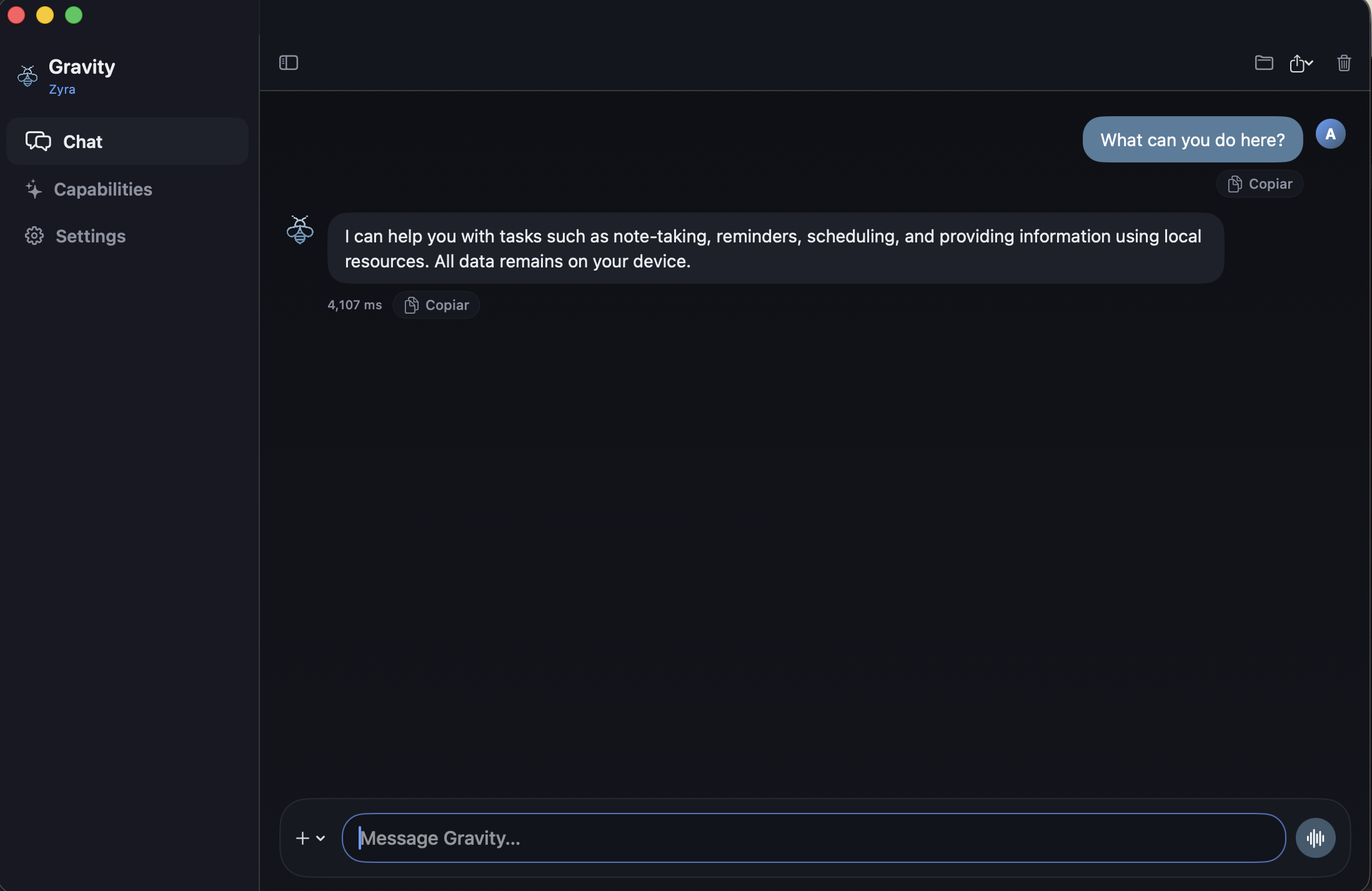 Gravity analyzing a document with private AI reasoning