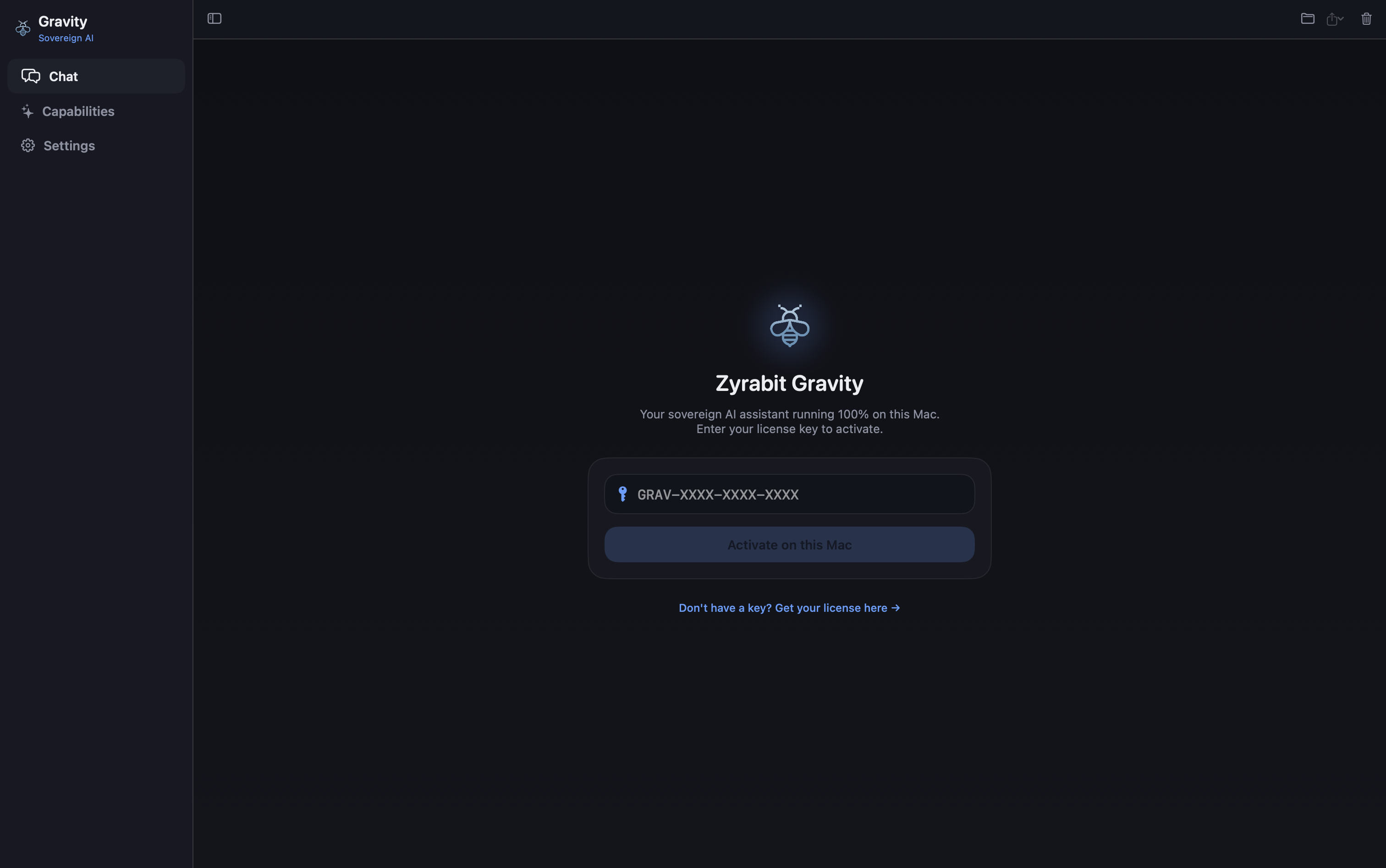 Gravity license activation — one-click setup